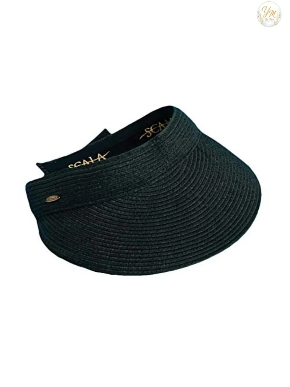 Womens Paper Braid Sun Visor Wide Brim Adjustable Velcro Hat Seaside